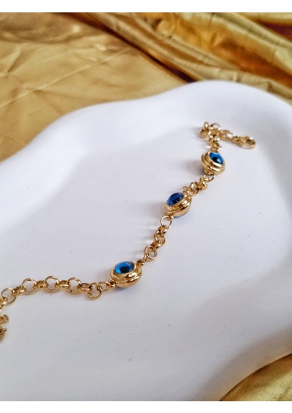 Ladybirdbujiteri Iiri Halka Nazar Boncuklu Gold Çelik Bileklik modelleri