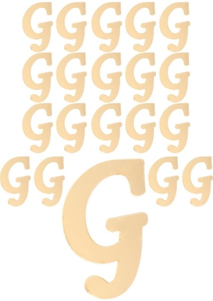 20 Adet Renkli Pleksi Harf 4cm Gold, Yeşil, Şık ve Parlak Dekoratif Harfler