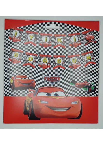 Turuncu Renkli Iyi Ki Doğdun Cars Temalı Uzun Yazı Flama Süsü