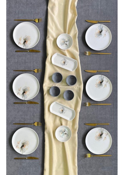 Gri 6 Kişilik 14 Parça Kahvaltı Takımı, Şık ve Kullanışlı Set