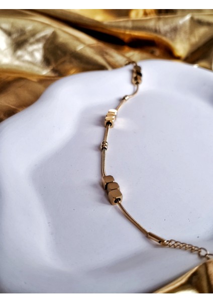 Ladybirdbujiteri Üçlü Küp Tasarım Minimal Gold Çelik Bileklik fiyatları