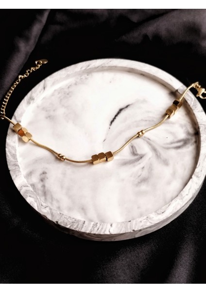 Ladybirdbujiteri Üçlü Küp Tasarım Minimal Gold Çelik Bileklik indirimleri