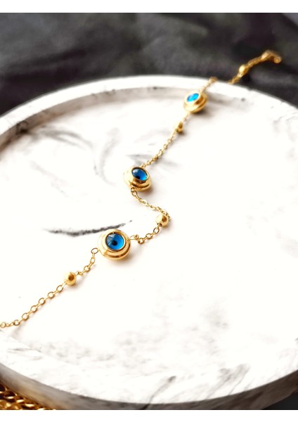 Ladybirdbujiteri Çift Taraflı Üç Nazar Boncuklu Çelik Bileklik fiyatları