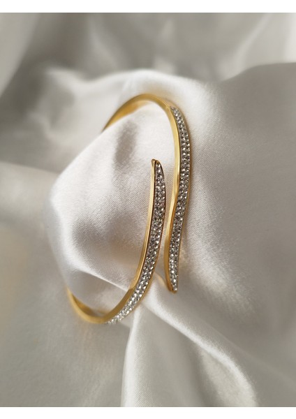 Ladybirdbujiteri Zirkon Taşlı Çelik Kelepçe Bileklik