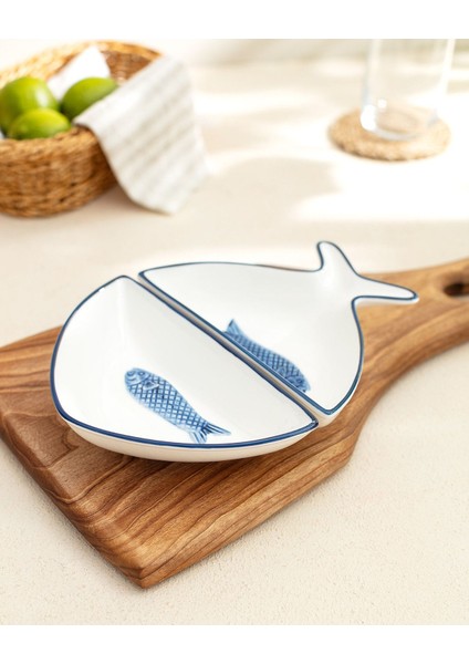 Beyaz 2'li Marine Sunum Tabağı Seti, Şık ve Modern Sofra Düzeni Için Ideal