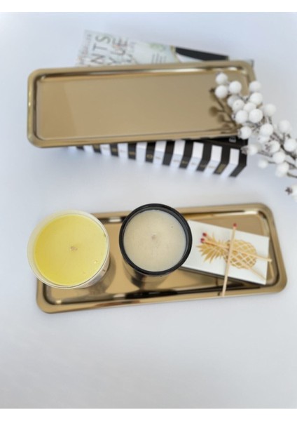 2'li ve 12'li Altın Dikdörtgen Servis Tepsisi Setleri, Şık Sunumlar Için Ideal