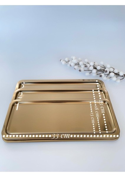 2'li ve 12'li Altın Dikdörtgen Servis Tepsisi Setleri, Şık Sunumlar Için Ideal fırsatları