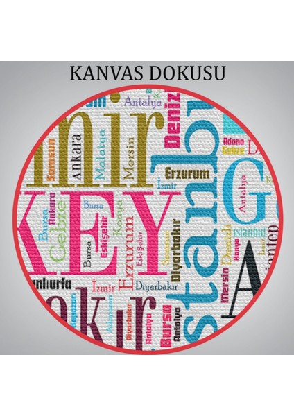 Il Isimleri Temalı Renkli Türkiye Haritası Dekoratif Kanvas Tablo, Duvar Dekoru 1003