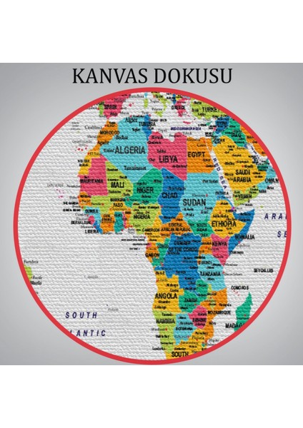 Detaylı Ülke Bayraklı Öğretici Ingilizce Dünya Haritası Dekoratif Kanvas Tablo, Duvar Dekoru 2796