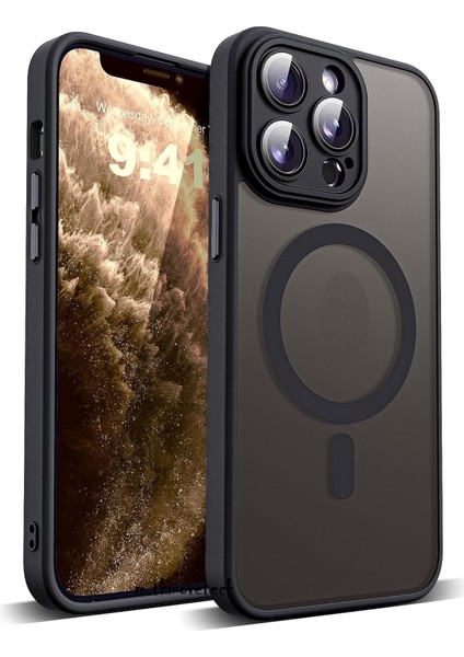 Iphone 11 Pro Kılıf Mat Magsafe Wireless Şarj Özellikli Darbe Önleyici Hassas Butonlu Renkli Kenarlı Kapak + Lens Camı Hediyeli