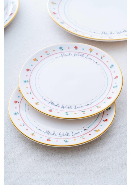 6 Parça Renkli Pasta Tabağı, 19 Cm, Şık ve Kullanışlı Set