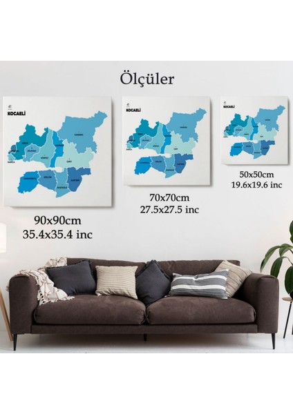 Il ve Ilçeler Haritası Kocaeli, Modern Dekoratif Kanvas Tablo, Duvar Dekoru 1402 modelleri