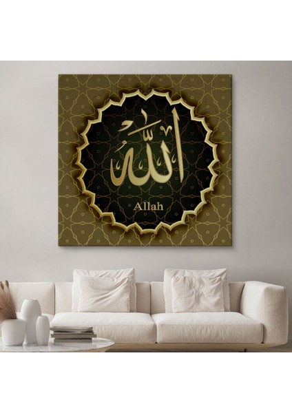 Allah, Yazılı Hat Sanatı Dekoratif Kanvas Tablo, Duvar Dekoru 3281 fiyatları