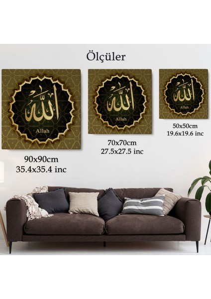 Allah, Yazılı Hat Sanatı Dekoratif Kanvas Tablo, Duvar Dekoru 3281 fırsatları