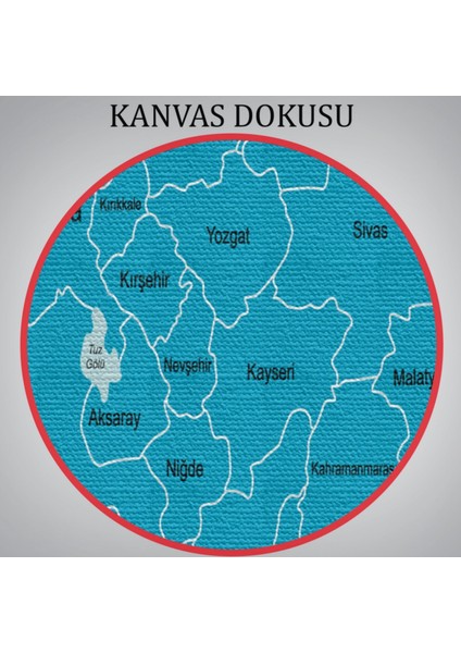 Eğitici Sınır Komşulu Türkiye Haritası, Harita Dekoratif Kanvas Tablo, Duvar Dekoru 3087