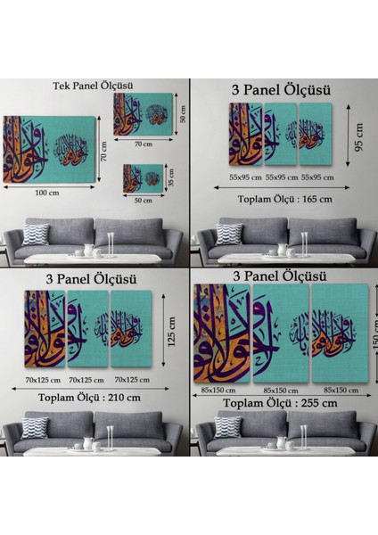 Allahdan Baska Ilah Yoktur Güç Ondadır Yazılı Hat Dekoratif Kanvas Tablo, Duvar Dekoru 3359 fırsatları