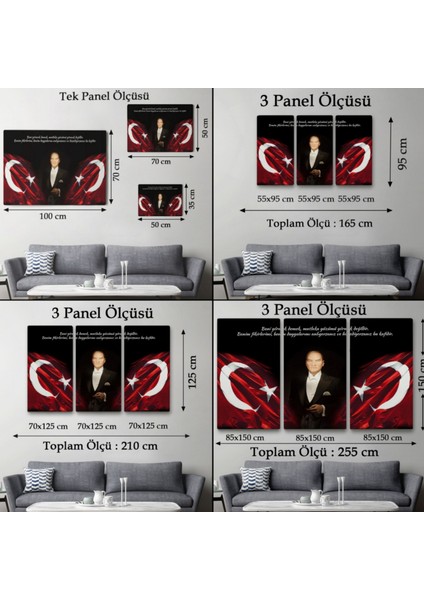 Atatürk Beni Görmek Demek, Yüzümü Görmek Demek Değildir Dekoratif Kanvas Tablo, Duvar Dekoru 5075 fırsatları