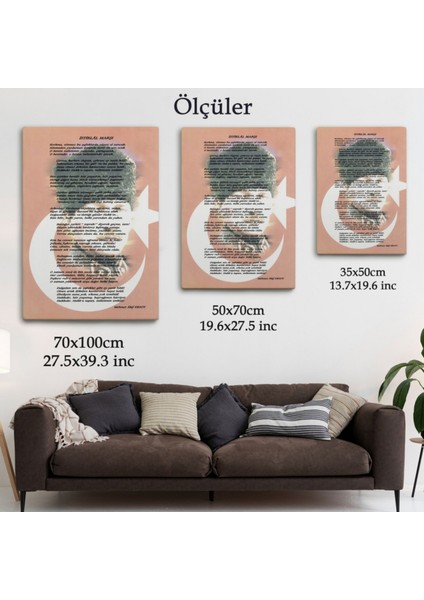 Istiklal Marşı Ofis-Okul Dekoratif Kanvas Tablo, Duvar Dekoru 6466 modelleri