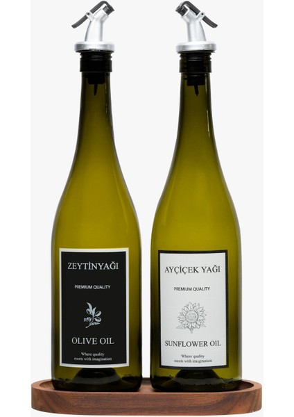 Ahşap Standlı 750 cc Cam Yağdanlık Seti, Damlatmaz, Zeytinyağı ve Sıvıyağ Şişesi fırsatları