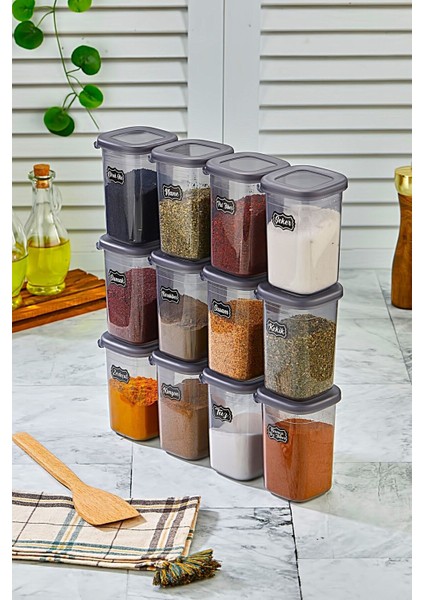 12'li Kapaklı, Sızdırmaz Saklama ve Baharatlık Seti, 450ML, 25 Etiket Hediyeli fiyatları