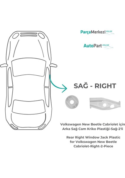 Renault Megane 1, Peugeot 206 için Sağ Arka Cam Kriko Plastiği - 2'li indirimleri