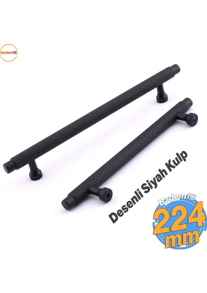 Martin Siyah Metal Kulp 224 mm Mobilya Çekmece Mutfak Dolabı Dolap Modern Kapak Kulpları Grip Desen