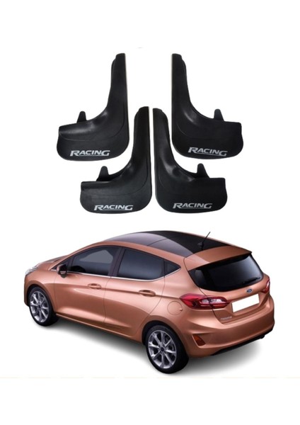 Ford Fiesta 2018 ve Sonrası Uyumlu Racing Yazılı 4'lü Tozluk Çamurluk Paçalık Modifiye