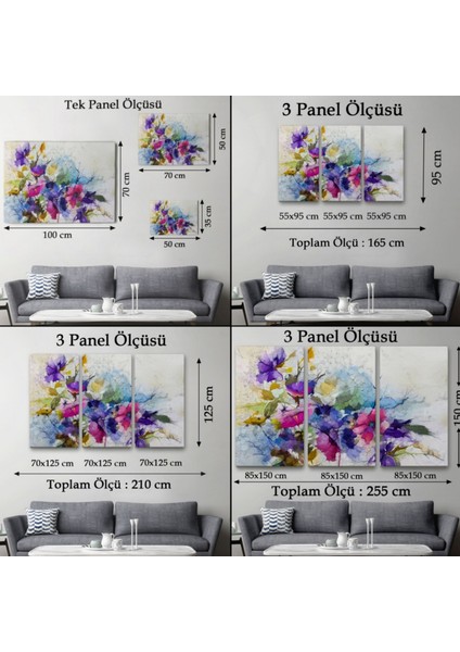 Çiçekler Modern Soyut Çalışma Dekoratif Kanvas Tablo, Duvar Dekoru 3650 fırsatları