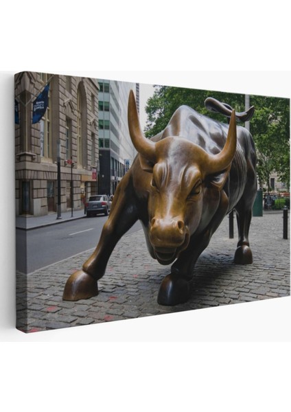 Boğa Heykeli Charging Bull Newyork Dekoratif Kanvas Tablo, Duvar Dekoru 5160