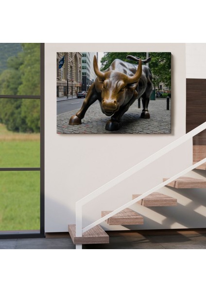 Boğa Heykeli Charging Bull Newyork Dekoratif Kanvas Tablo, Duvar Dekoru 5160 indirimleri