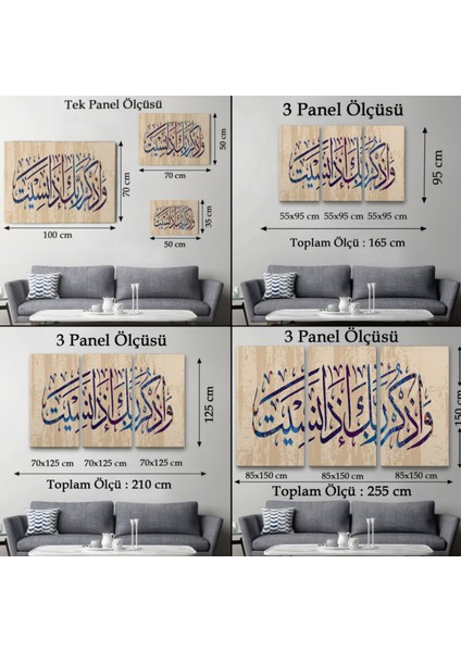 Eğer Unutursan Rabbini Hatırla Yazılı Hat Sanatı Dekoratif Kanvas Tablo, Duvar Dekoru 3304 fırsatları