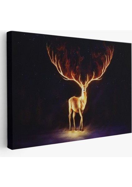 Sarı Geyik Sürreal Dekoratif Kanvas Tablo, Duvar Dekoru 6649