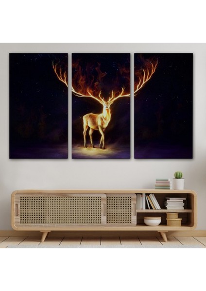 Sarı Geyik Sürreal Dekoratif Kanvas Tablo, Duvar Dekoru 6649 modelleri