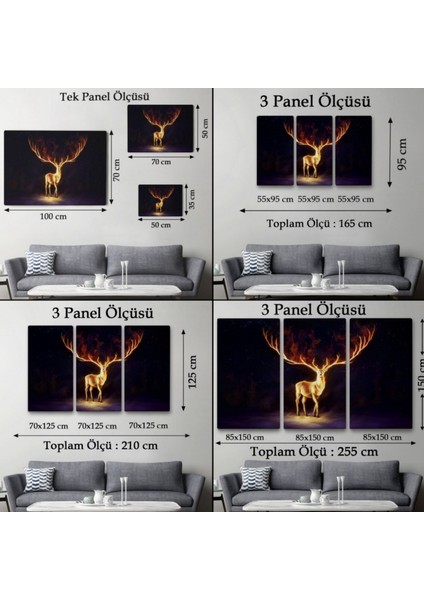 Sarı Geyik Sürreal Dekoratif Kanvas Tablo, Duvar Dekoru 6649 fırsatları