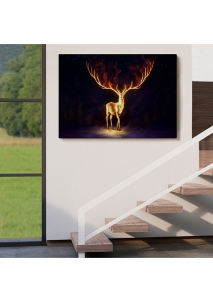 Sarı Geyik Sürreal Dekoratif Kanvas Tablo, Duvar Dekoru 6649 indirimleri