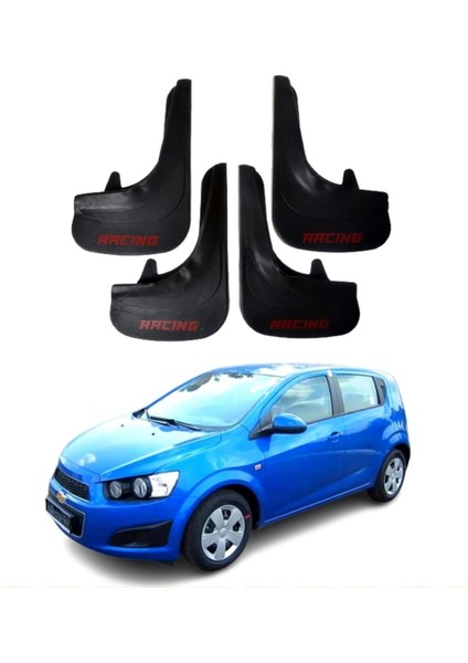 Chevrolet Aveo Hb 2011 ve Sonrası Uyumlu Racing Yazılı 4'lü Tozluk Çamurluk Paçalık Modifiye