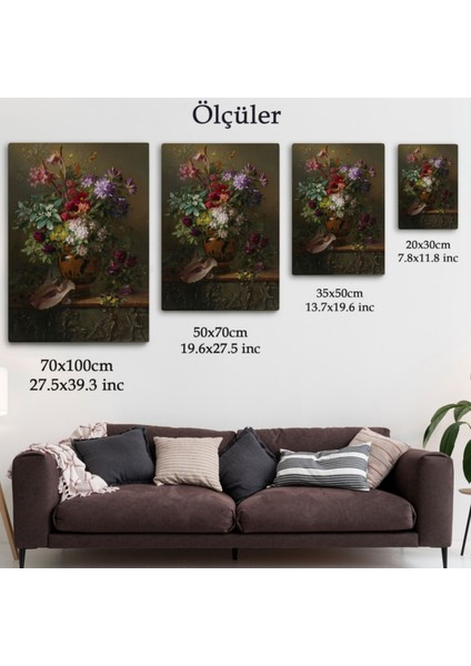 Renkli Çiçekli Vazo Dekoratif Kanvas Tablo, Duvar Dekoru 5925 fırsatları