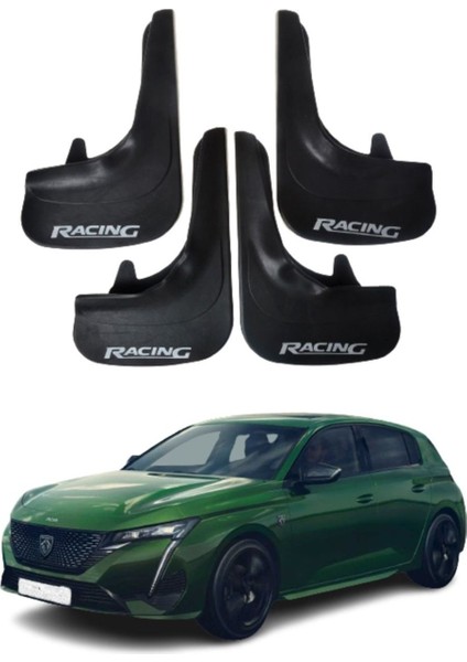 Peugeot 308 Uyumlu Racing Yazılı 4'lü Tozluk Çamurluk Paçalık Modifiye