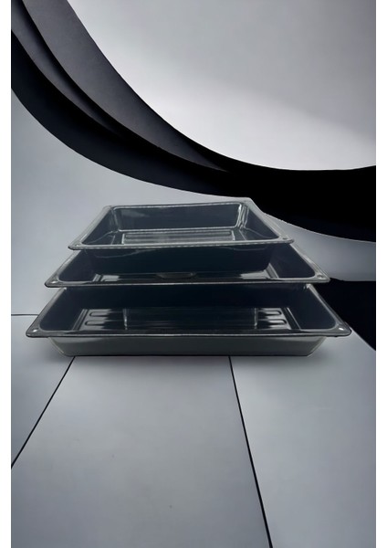 3'lü Emaye Kare Fırın Tepsisi Seti, Siyah, 30-42CM, Dayanıklı ve Şık Tasarım