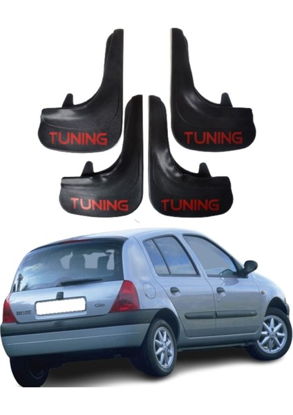 Renault Clio 2 Hb 1998-206 Uyumlu Tuning Yazılı 4'lü Tozluk Çamurluk Paçalık Modifiye