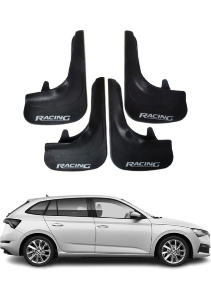 Skoda Scala Uyumlu Racing Yazılı 4'lü Tozluk Çamurluk Paçalık Modifiye