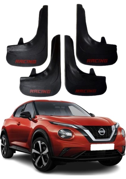 Nissan Juke Uyumlu Racing Yazılı 4'lü Tozluk Çamurluk Paçalık Modifiye