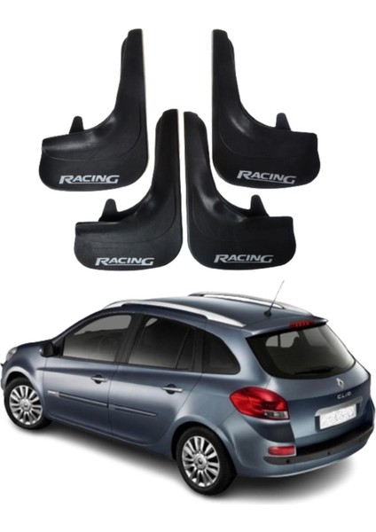 Renault Clio 3 Stw 2006-2012 Uyumlu Racing Yazılı 4'lü Tozluk Çamurluk Paçalık Modifiye