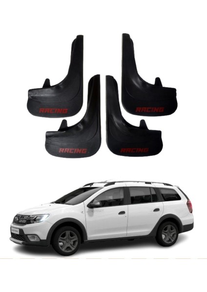 Dacia Logan Mcv Tüm Kasalara Uyumlu Racing Yazılı 4'lü Tozluk Çamurluk Paçalık Modifiye