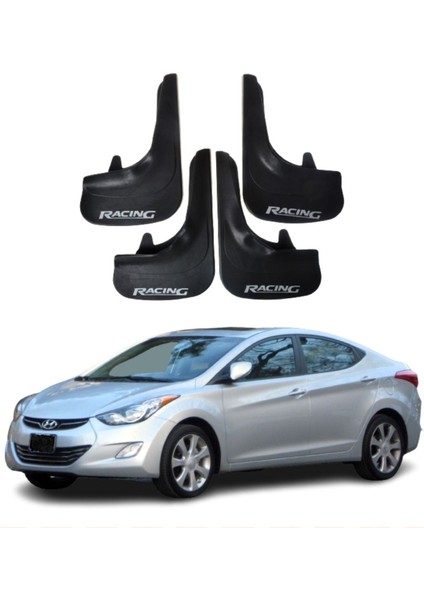 Hyundai Elentra 2010-2015 Uyumlu Racing Yazılı 4'lü Tozluk Çamurluk Paçalık Modifiye