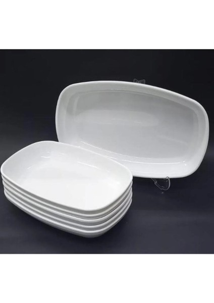 Büyük 33X20 Melamin Kayık Tabak, 2 Adet, Salata ve Meze Için Uygun, Şık Tasarım