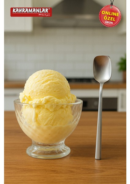 6'lı Paslanmaz Çelik Dondurma ve Tatlı Kaşığı, Şık ve Dayanıklı Set