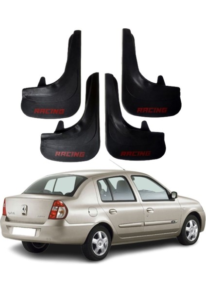 Renault Clio 2 Uyumlu Racing Yazılı 4'lü Tozluk Çamurluk Paçalık Modifiye