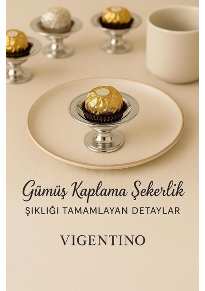 Şık 6'lı Gümüş Kaplama Dekoratif Şekerlik ve Sunum Kasesi Seti