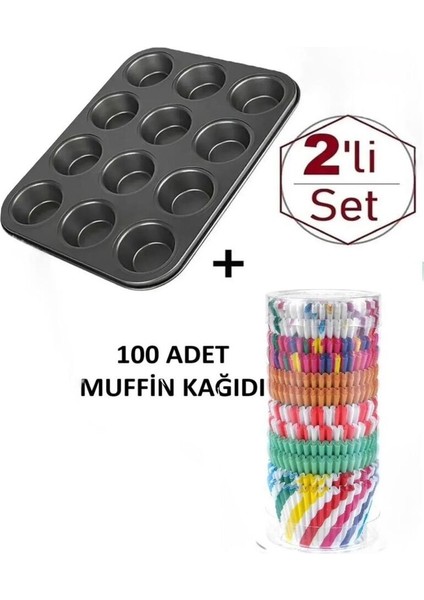 12'li Siyah Muffin Kek Kalıbı, 100 Adetli, Dayanıklı ve Şık Tasarım fırsatları